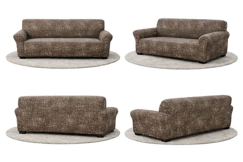 Anyseat 4-Seater Sofa Cover – Rustic Brown Geometric Style Slipcover for Living Room Chair Protection