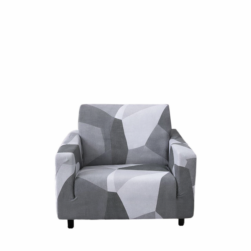 Anyseat White Gray Geometric Style Sofa Cover – Stretchable Slipcover for Living Room Chair Protection