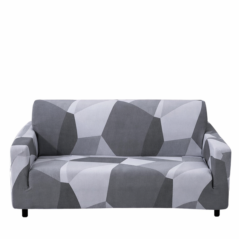 Anyseat White Gray Geometric Style Sofa Cover – Stretchable Slipcover for Living Room Chair Protection
