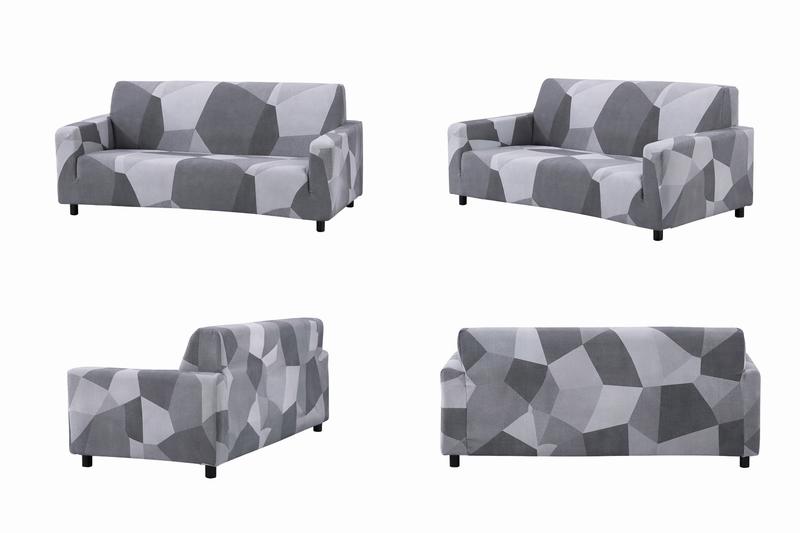 Anyseat White Gray Geometric Style Sofa Cover – Stretchable Slipcover for Living Room Chair Protection