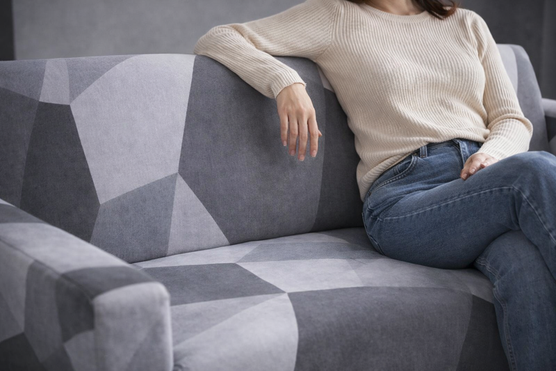 Anyseat White Gray Geometric Style Sofa Cover – Stretchable Slipcover for Living Room Chair Protection