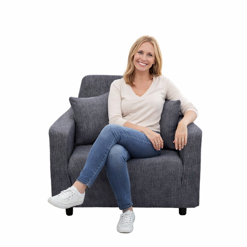 Anyseat 2-Seater Sofa Cover – Plain Gray Style Slipcover for Living Room Chair Protection