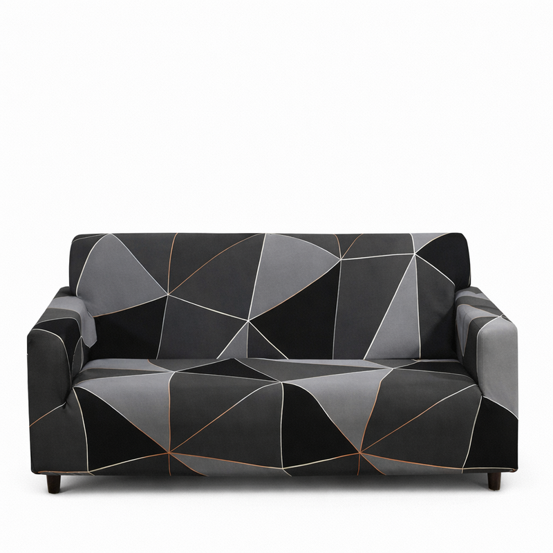 Anyseat 4-Seater Sofa Cover – Gray Triangular Geometric Style Slipcover for Living Room Chair Protection