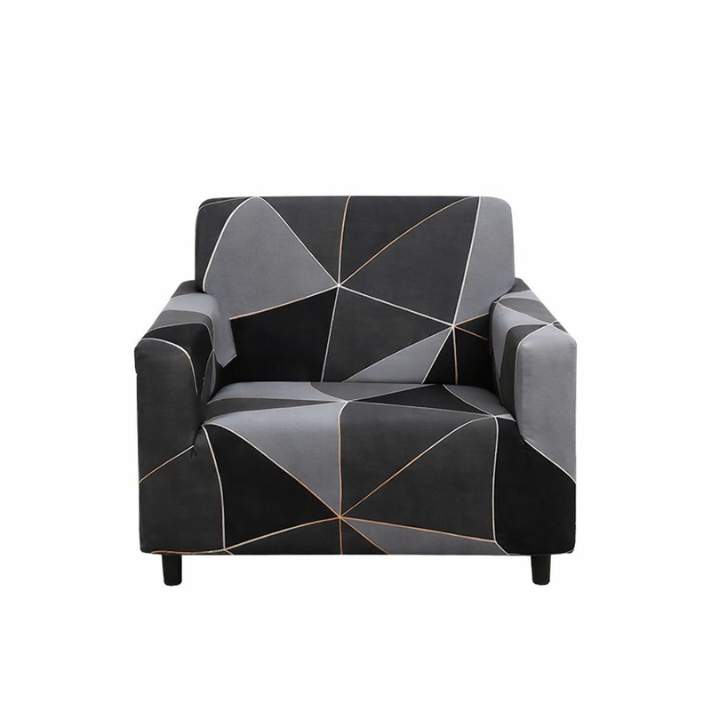 Anyseat 1-Seater Sofa Cover – Gray Triangular Geometric Style Slipcover for Living Room Chair Protection