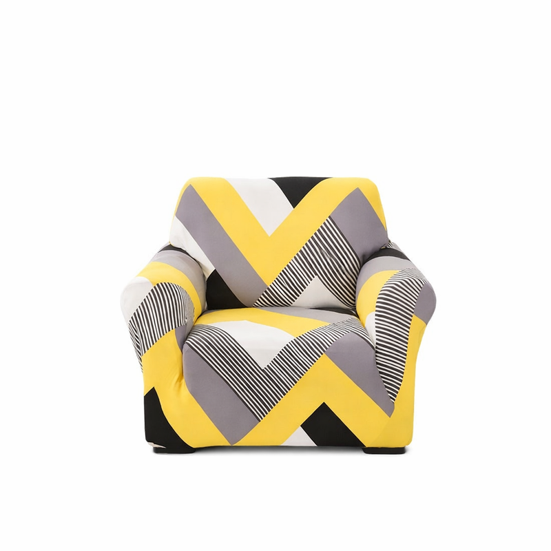 Anyseat 2-Seater Sofa Cover – Yellow Wave Style Slipcover for Living Room Chair Protection