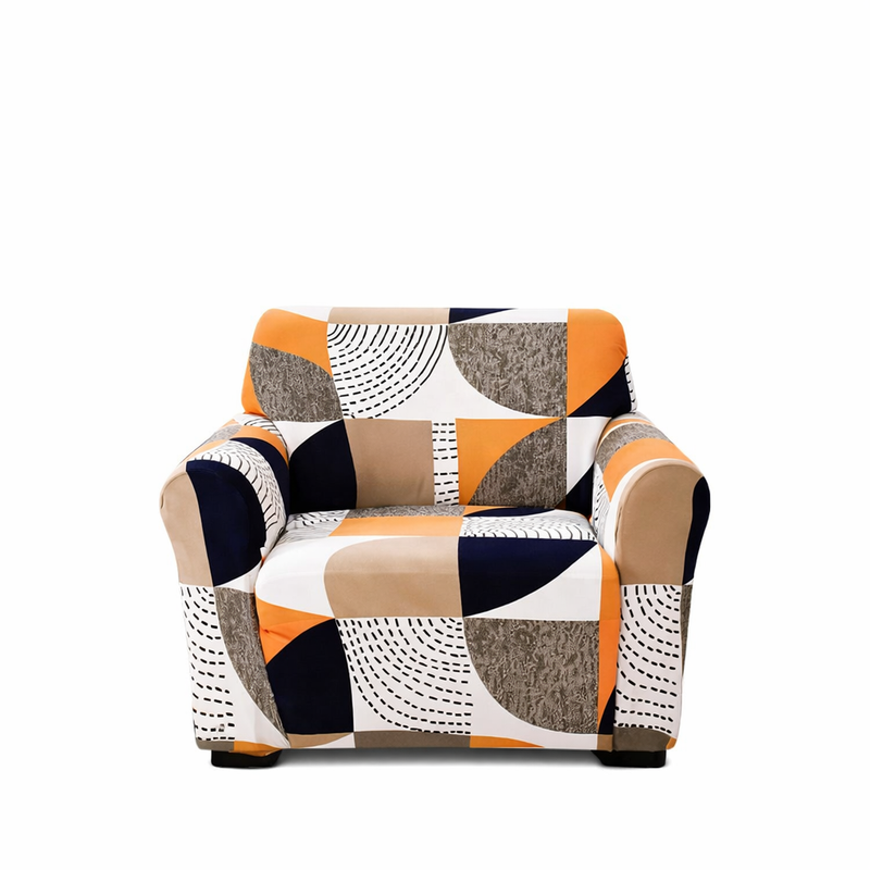 Anyseat 1-Seater Sofa Cover – Orange Geometric Style Slipcover for Living Room Chair Protection