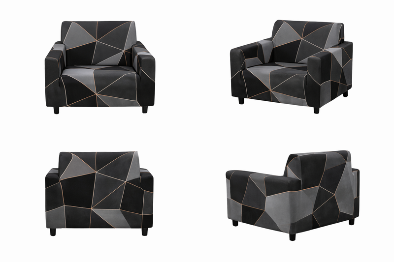 Anyseat 1-Seater Sofa Cover – Gray Triangular Geometric Style Slipcover for Living Room Chair Protection
