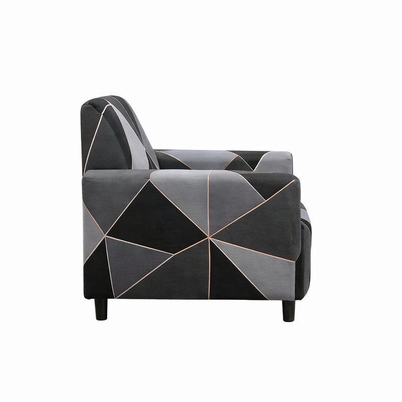 Anyseat 1-Seater Sofa Cover – Gray Triangular Geometric Style Slipcover for Living Room Chair Protection