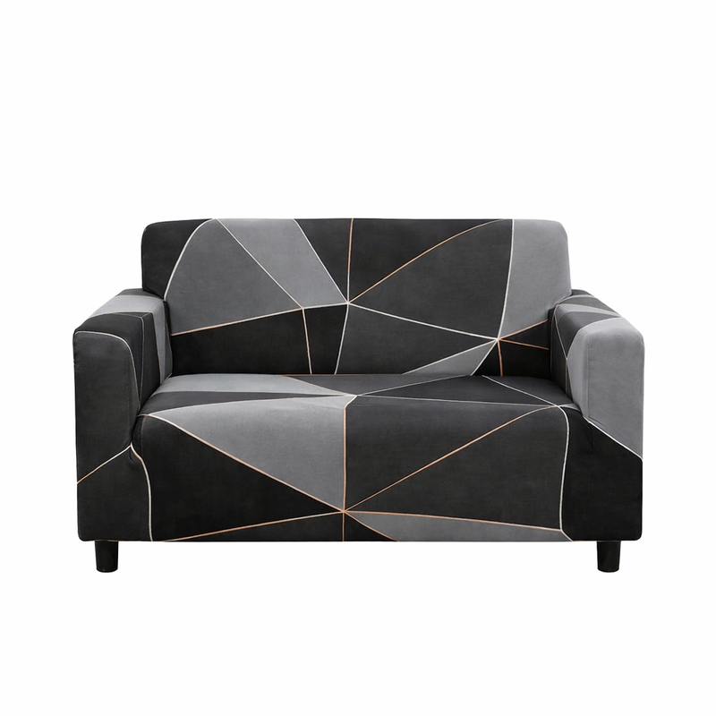 Anyseat 2-Seater Sofa Cover – Gray Triangular Geometric Style Slipcover for Living Room Chair Protection