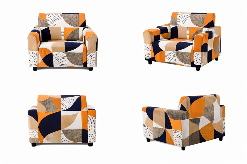 Anyseat 1-Seater Sofa Cover – Orange Geometric Style Slipcover for Living Room Chair Protection