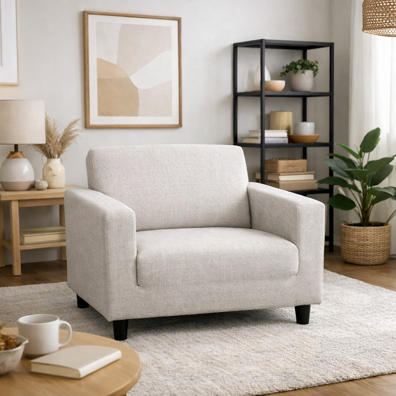 Anyseat 1-Seater Sofa Cover – Dirty White Style Slipcover for Living Room Chair Protection