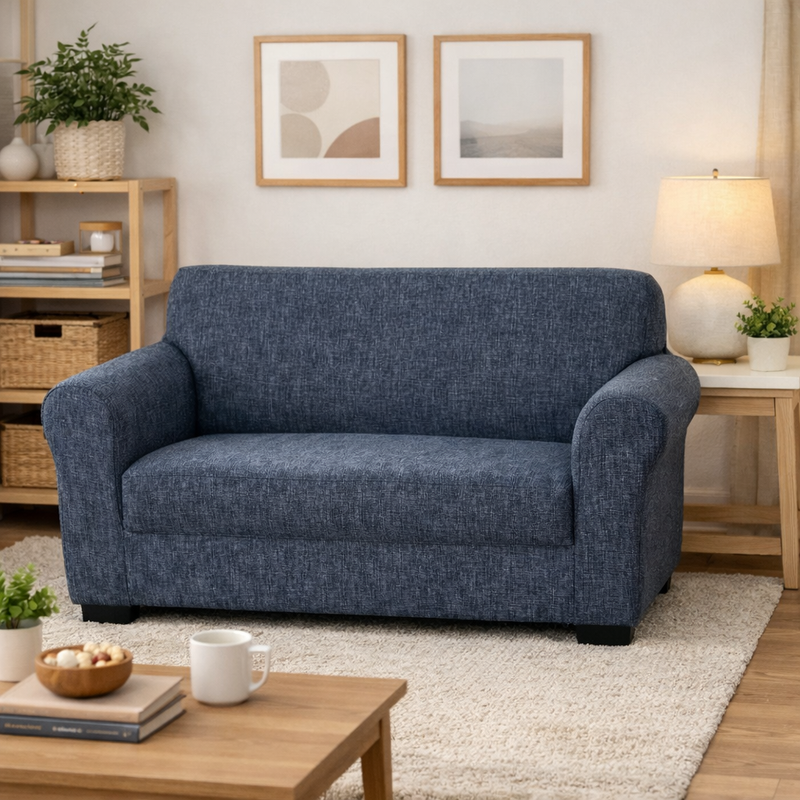 Anyseat 2-Seater Sofa Cover – Navy Blue Style Slipcover for Living Room Chair Protection