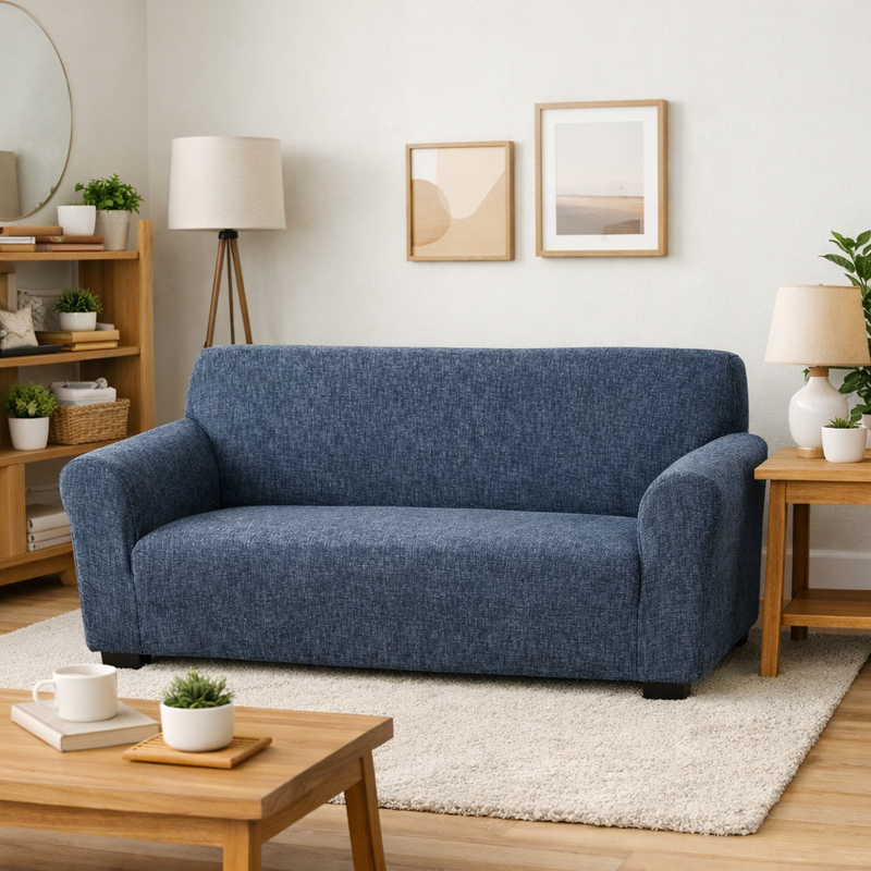 Anyseat 3-Seater Sofa Cover – Navy Blue Style Slipcover for Living Room Chair Protection