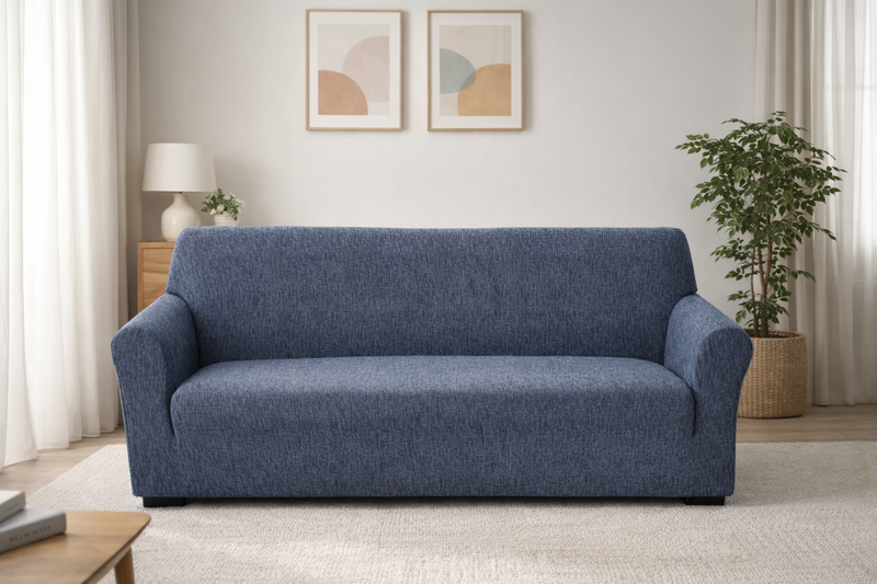 Anyseat 4-Seater Sofa Cover – Navy Blue Style Slipcover for Living Room Chair Protection