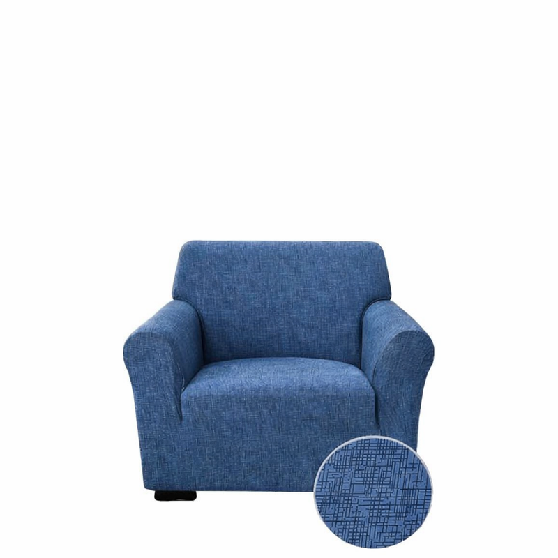 Anyseat 1-Seater Sofa Cover – Plain Blue Style Slipcover for Living Room Chair Protection