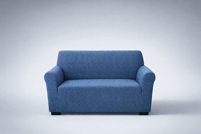 Anyseat 2-Seater Sofa Cover – Plain Blue Style Slipcover for Living Room Chair Protection