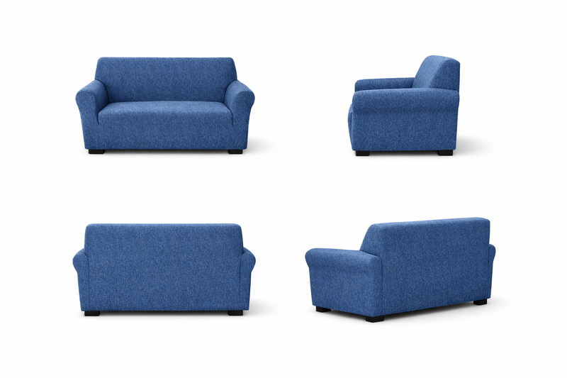 Anyseat 2-Seater Sofa Cover – Plain Blue Style Slipcover for Living Room Chair Protection