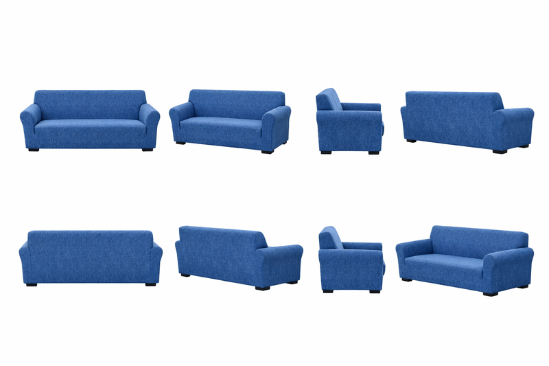 Anyseat 3-Seater Sofa Cover – Plain Blue Style Slipcover for Living Room Chair Protection