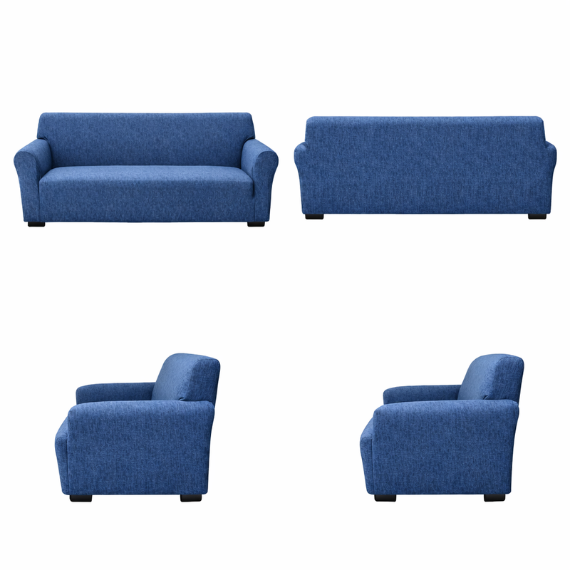 Anyseat 4-Seater Sofa Cover – Plain Blue Style Slipcover for Living Room Chair Protection
