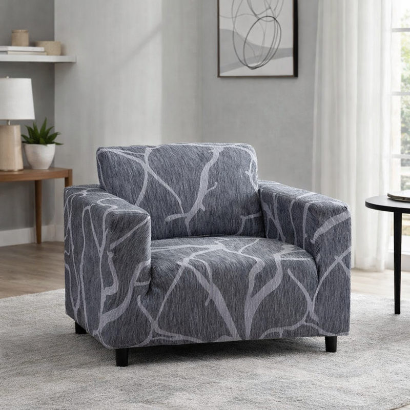Anyseat Dark Gray Sofa Cover – 1‑Seater Stretchable Slipcover for Living Room Chair Protection