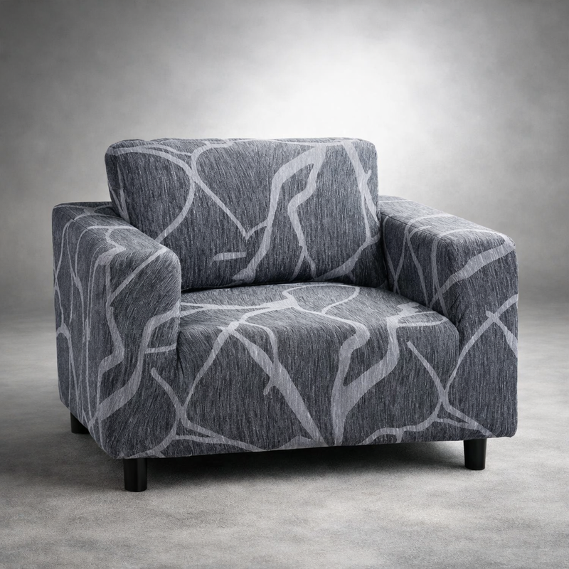 Anyseat Dark Gray Sofa Cover – 1‑Seater Stretchable Slipcover for Living Room Chair Protection
