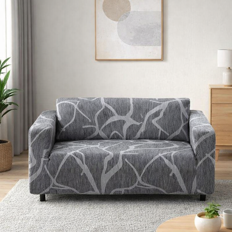 Anyseat Dark Gray Sofa Cover – 2‑Seater Stretchable Slipcover for Living Room Chair Protection