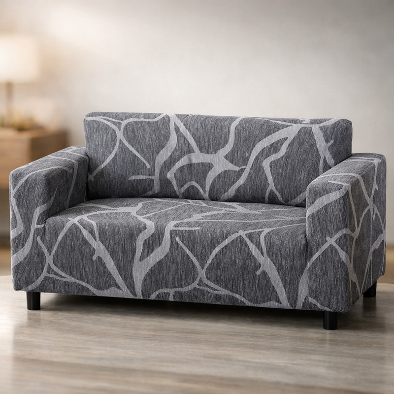 Anyseat Dark Gray Sofa Cover – 2‑Seater Stretchable Slipcover for Living Room Chair Protection