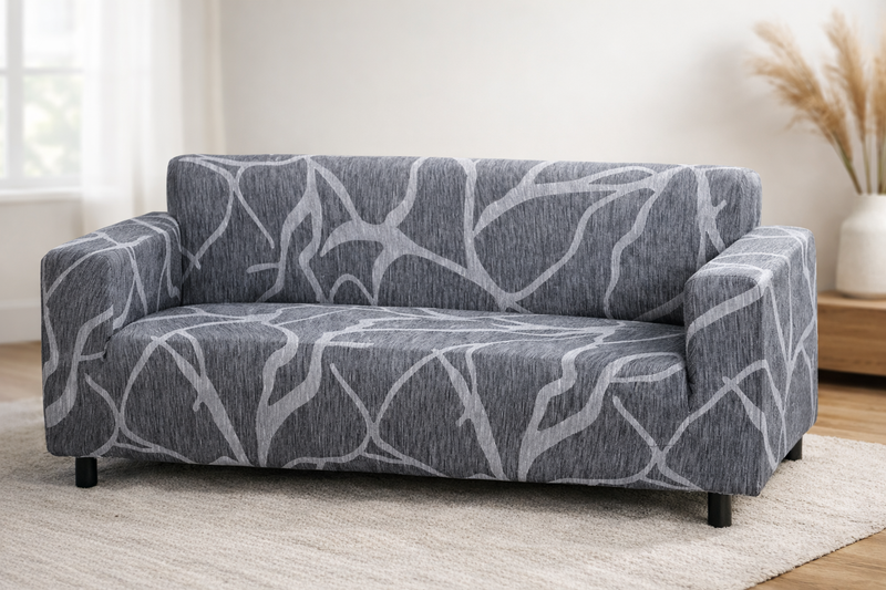 Anyseat Dark Gray Sofa Cover – 3‑Seater Stretchable Slipcover for Living Room Chair Protection