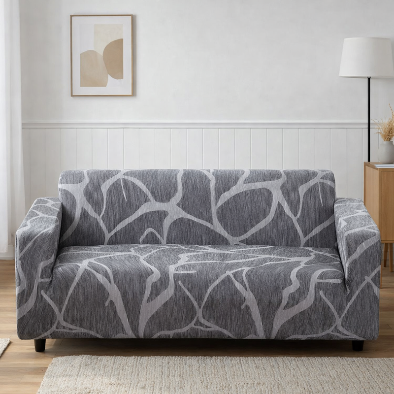 Anyseat Dark Gray Sofa Cover – 4‑Seater Stretchable Slipcover for Living Room Chair Protection