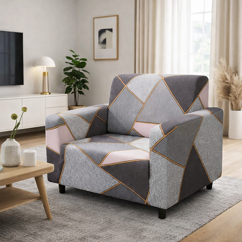 Anyseat 1-Seater Sofa Cover – Gray Pink Style Slipcover for Living Room Chair Protection