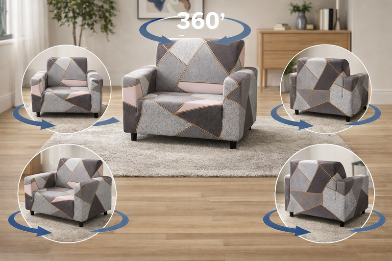 Anyseat 1-Seater Sofa Cover – Gray Pink Style Slipcover for Living Room Chair Protection