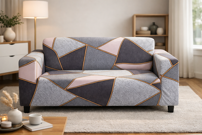 Anyseat 4-Seater Sofa Cover – Gray Pink Style Slipcover for Living Room Chair Protection