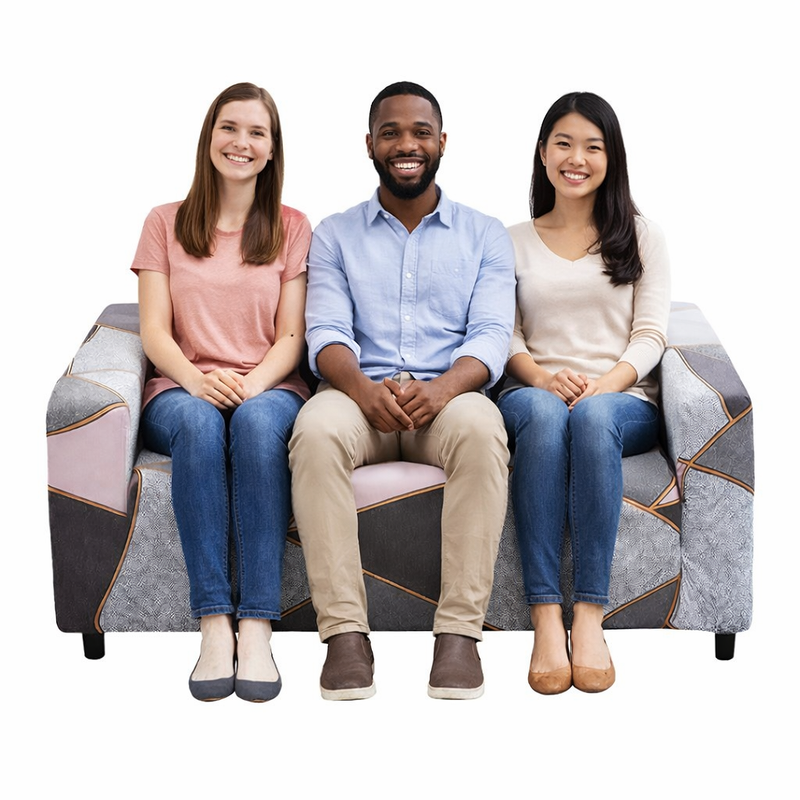 Anyseat 3-Seater Sofa Cover – Gray Pink Style Slipcover for Living Room Chair Protection