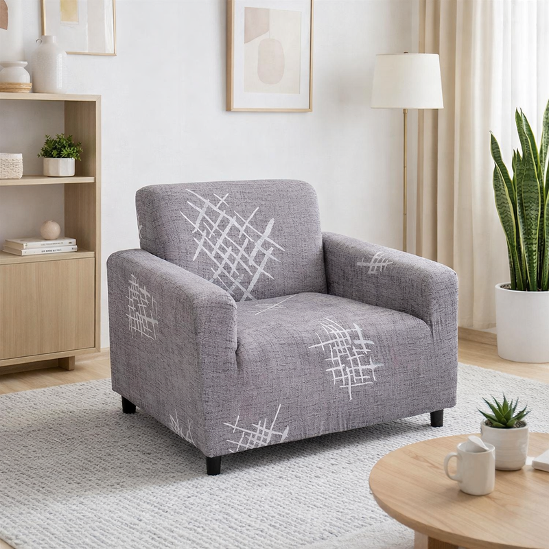 Anyseat 1-Seater Sofa Cover – Gray Pink Style Slipcover for Living Room Chair Protection