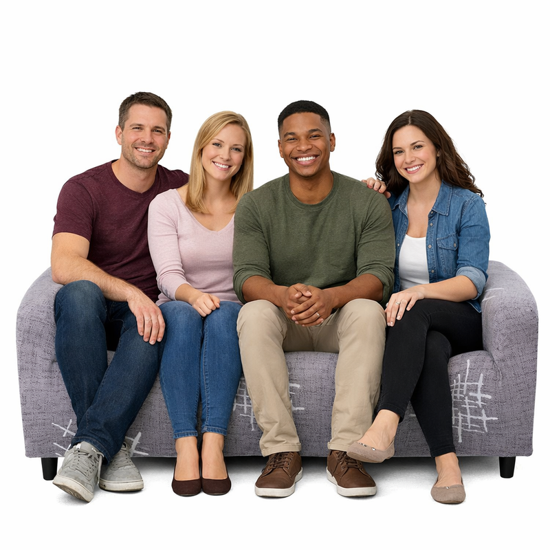 Anyseat 4-Seater Sofa Cover – Gray Pink Style Slipcover for Living Room Chair Protection