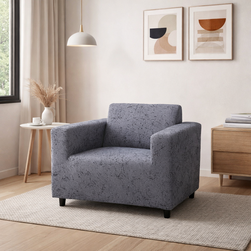 Anyseat 1-Seater Sofa Cover – Marble Gray Style Slipcover for Living Room Chair Protection