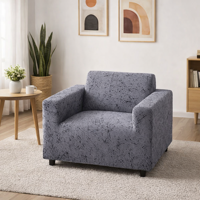 Anyseat 1-Seater Sofa Cover – Marble Gray Style Slipcover for Living Room Chair Protection