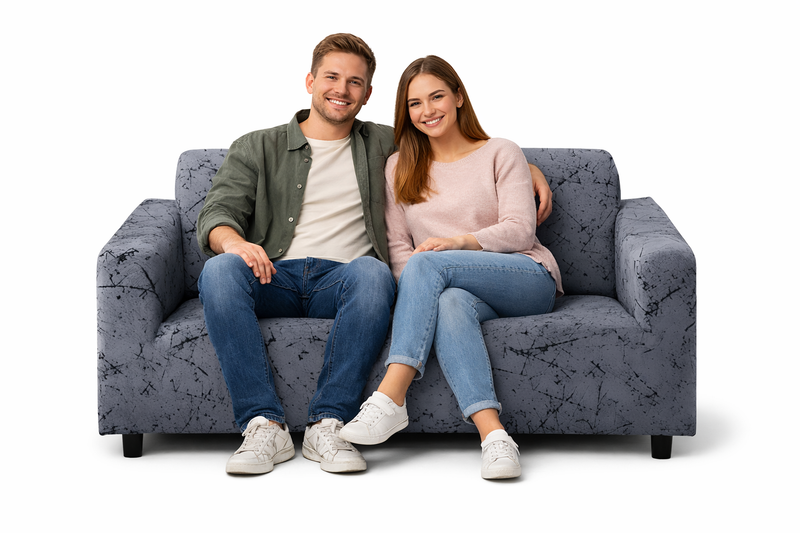 Anyseat 2-Seater Sofa Cover – Marble Gray Style Slipcover for Living Room Chair Protection