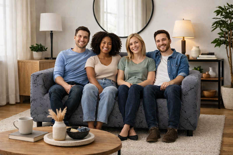 Anyseat 4-Seater Sofa Cover – Marble Gray Style Slipcover for Living Room Chair Protection