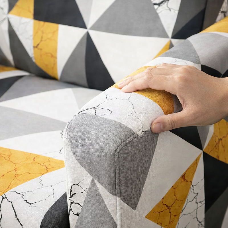 Anyseat 1-Seater Sofa Cover – Yellow White Geometric Style Slipcover for Living Room Chair Protection