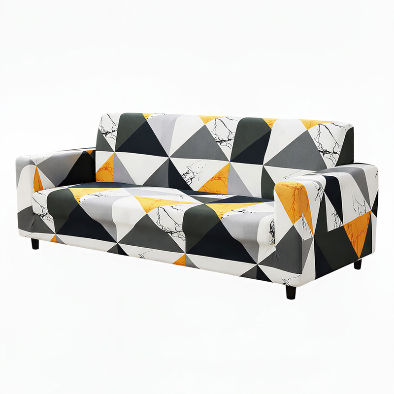 Anyseat 3-Seater Sofa Cover – Yellow White Geometric Style Slipcover for Living Room Chair Protection