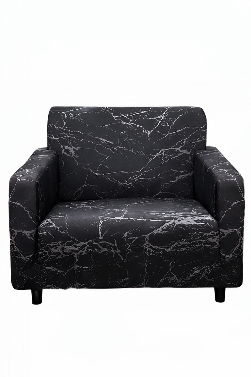 Anyseat 1-Seater Sofa Cover – Marble Black Geometric Style Slipcover for Living Room Chair Protection