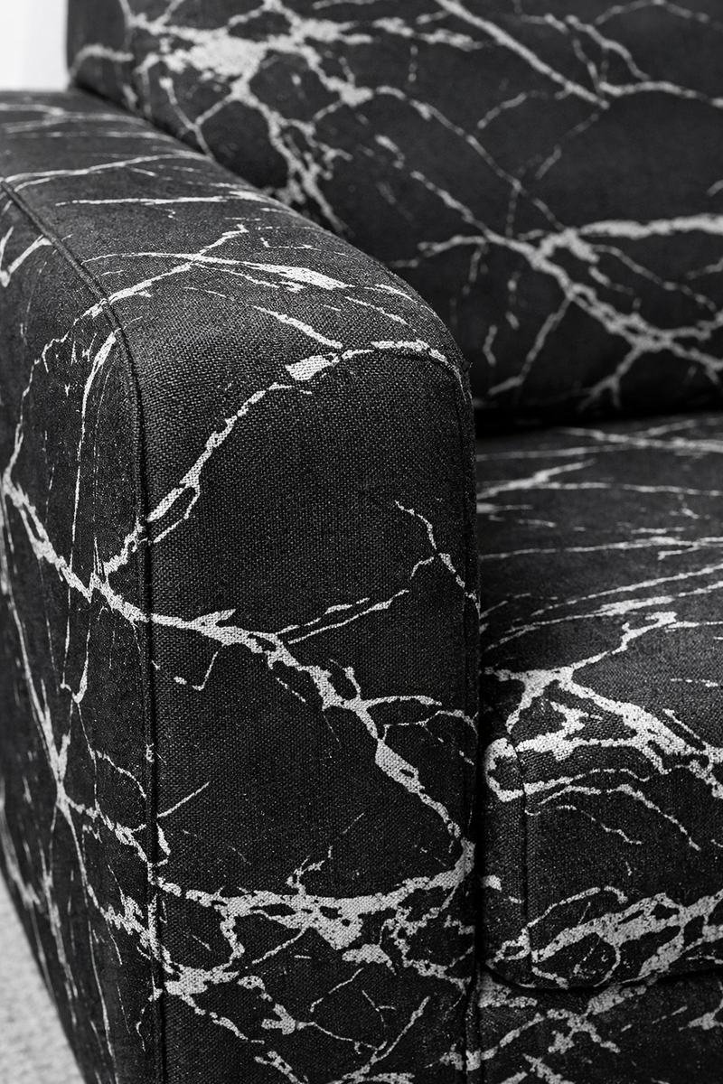 Anyseat 2-Seater Sofa Cover – Marble Black Geometric Style Slipcover for Living Room Chair Protection