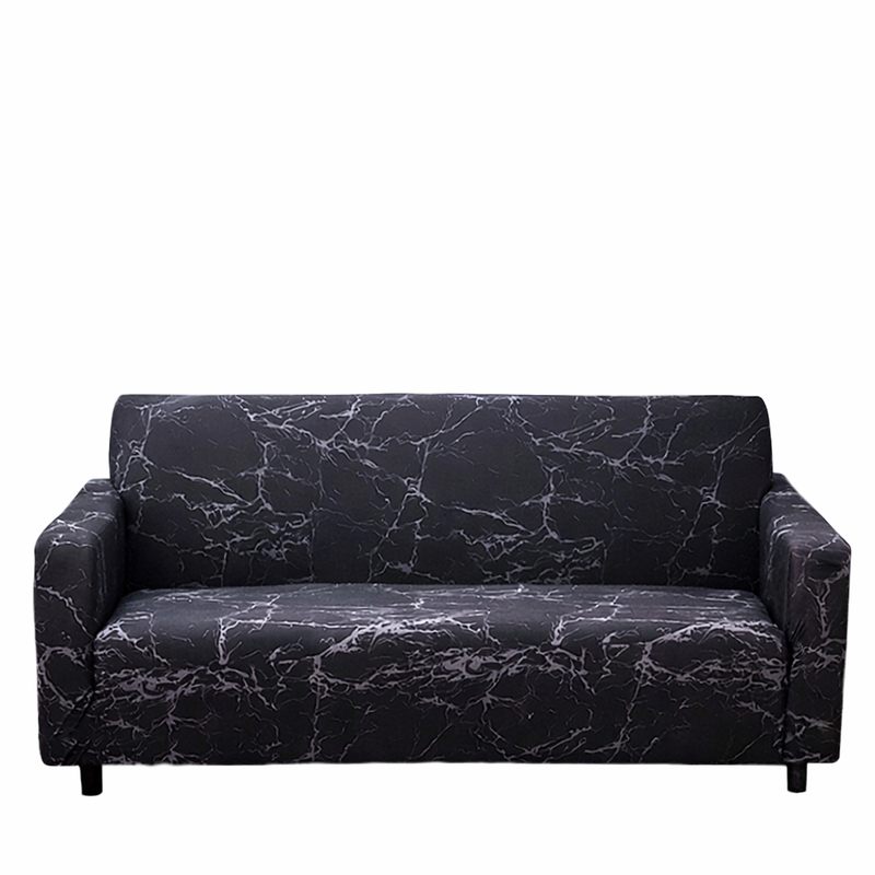 Anyseat 4-Seater Sofa Cover – Marble Black Geometric Style Slipcover for Living Room Chair Protection