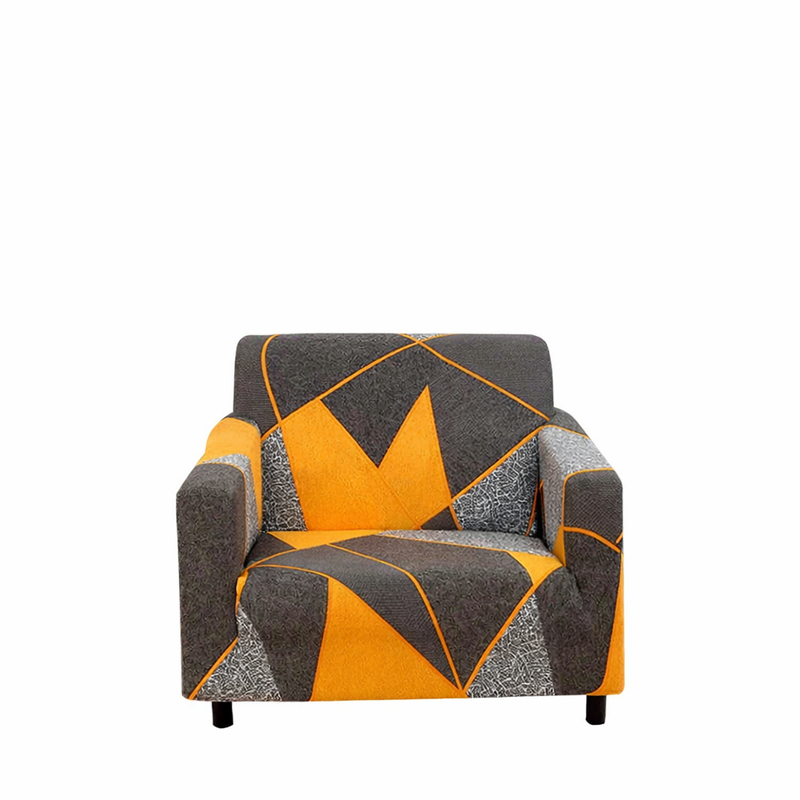 Anyseat 1-Seater Sofa Cover – Marigold Geometric Style Slipcover for Living Room Chair Protection