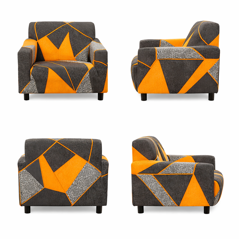 Anyseat 1-Seater Sofa Cover – Marigold Geometric Style Slipcover for Living Room Chair Protection