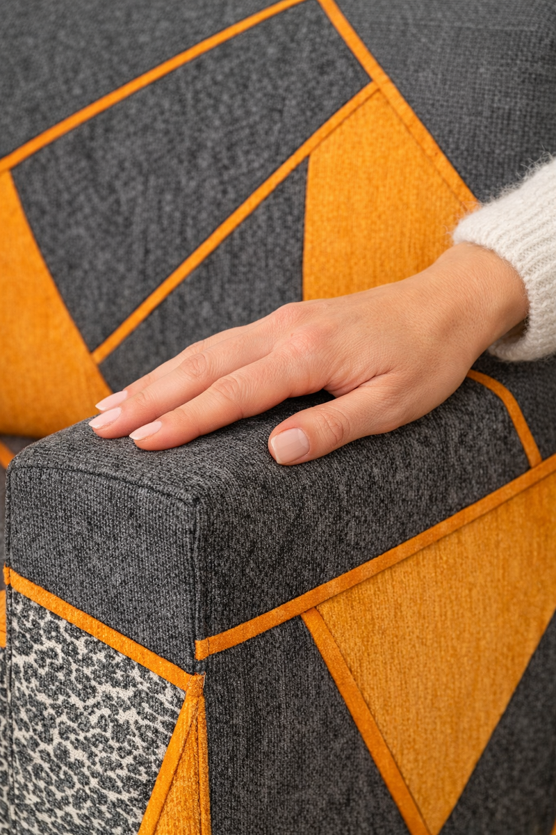 Anyseat 3-Seater Sofa Cover – Marigold Geometric Style Slipcover for Living Room Chair Protection