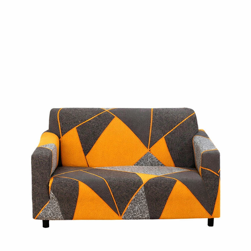 Anyseat 2-Seater Sofa Cover – Marigold Geometric Style Slipcover for Living Room Chair Protection