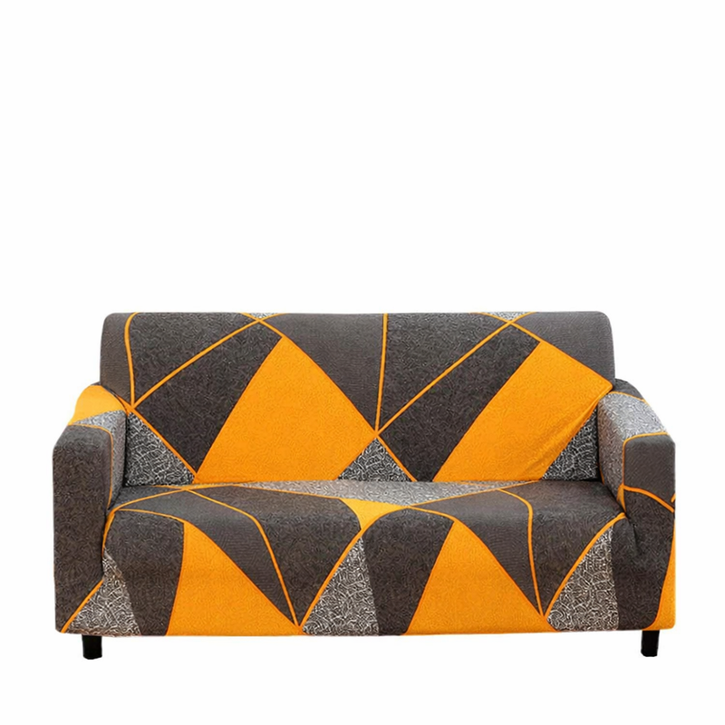 Anyseat 3-Seater Sofa Cover – Marigold Geometric Style Slipcover for Living Room Chair Protection