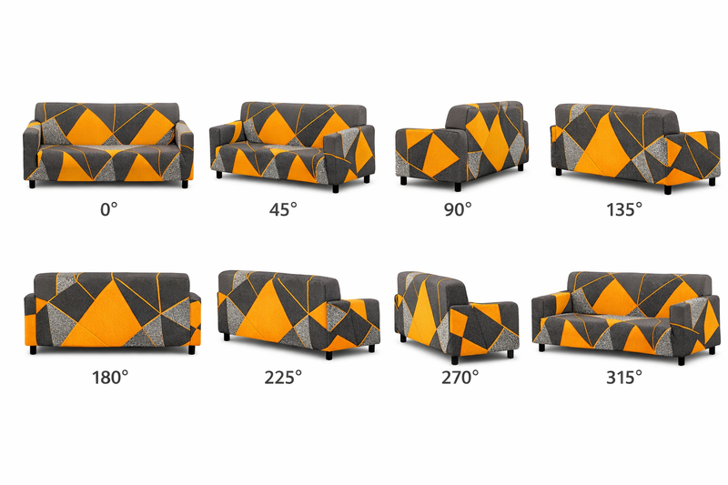 Anyseat 3-Seater Sofa Cover – Marigold Geometric Style Slipcover for Living Room Chair Protection
